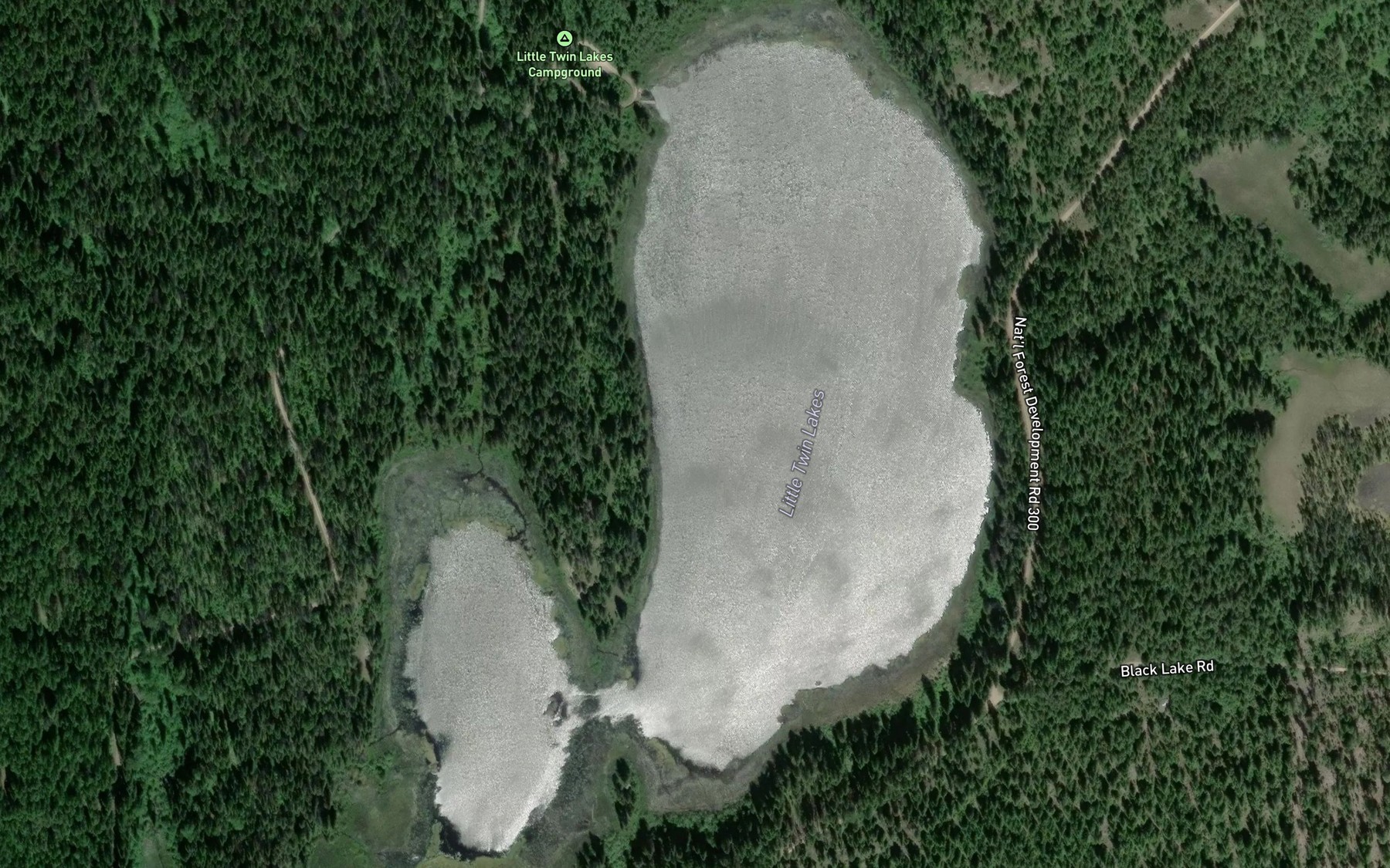 Satellite map of the Little Twin Lakes