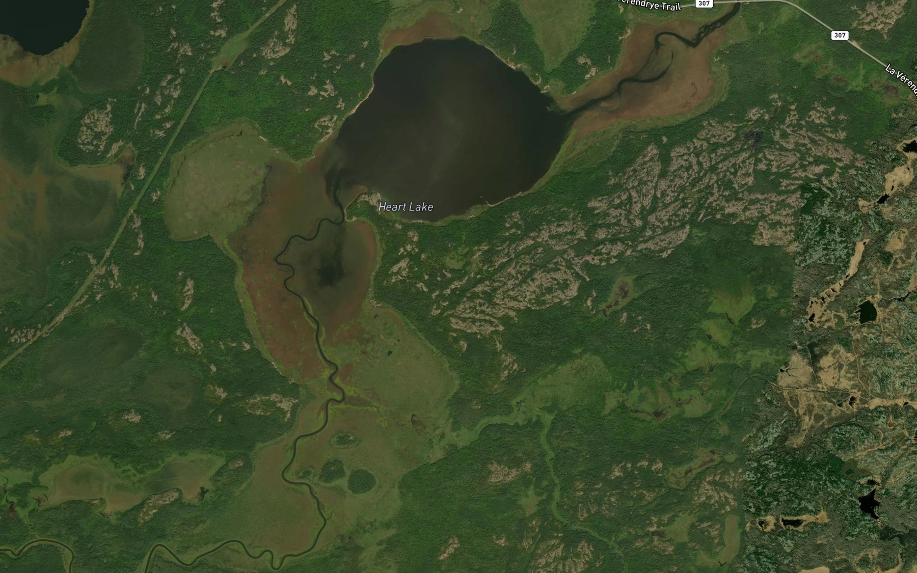 Satellite map of the Heart Lake