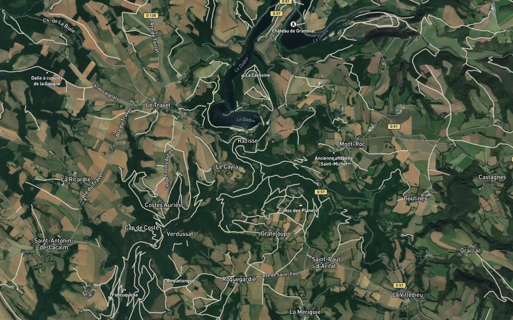 Satellite map of the Ruisseau Oulas