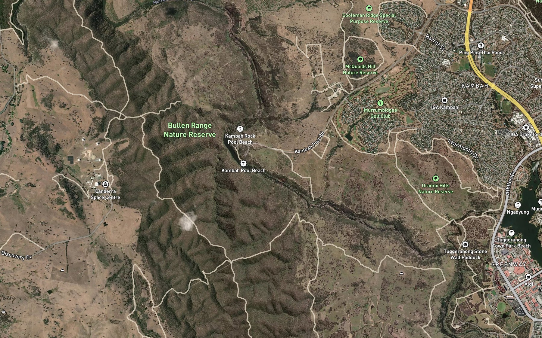 Satellite map of the Kambah Pool