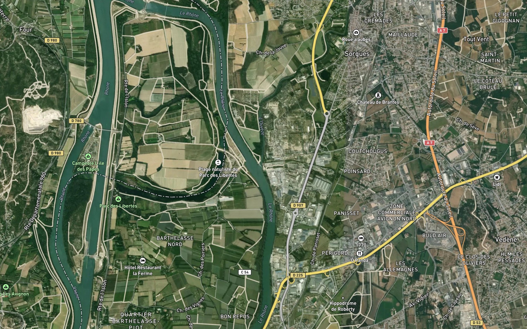 Satellite map of the Ouveze