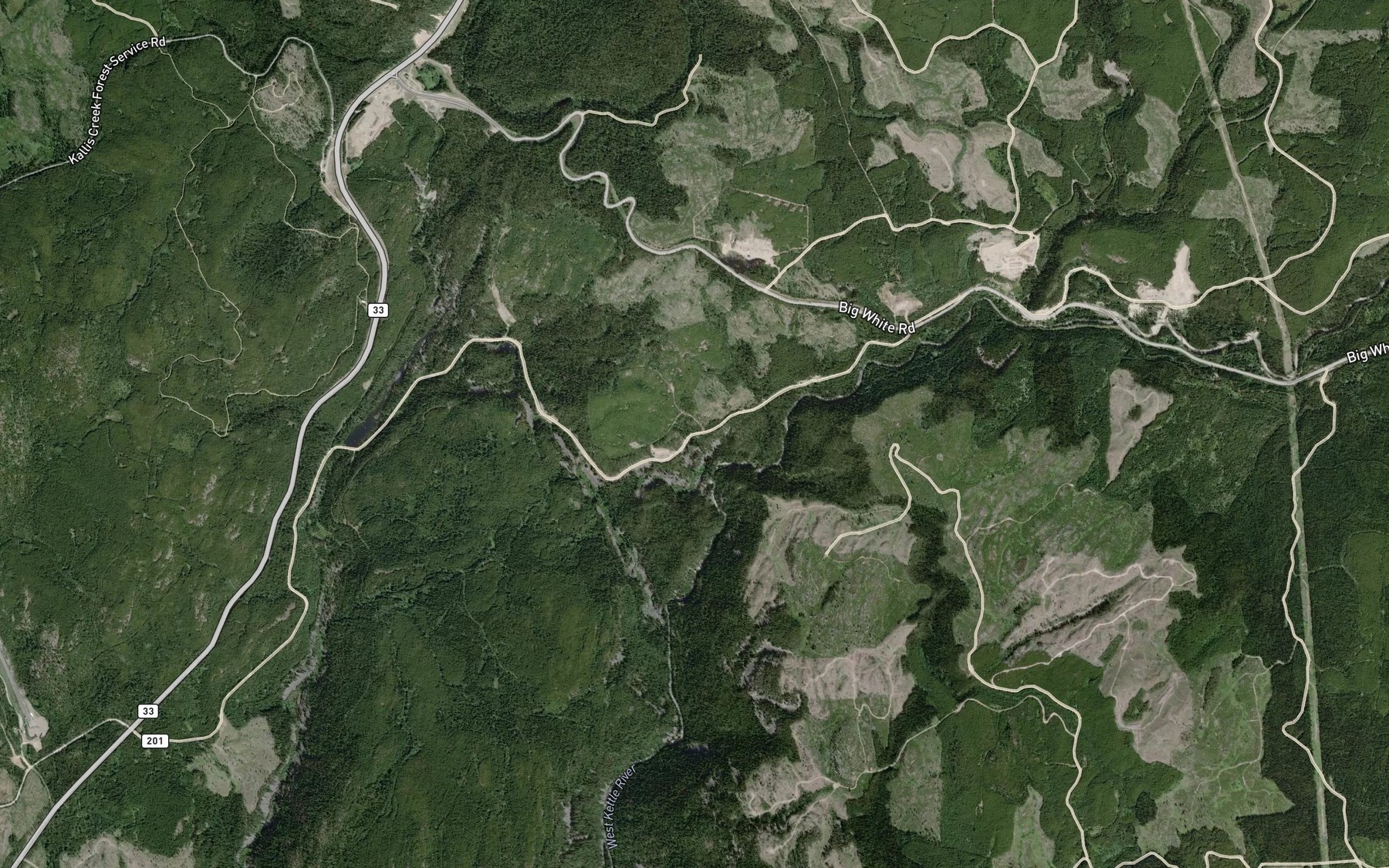 Satellite map of the Campin Creek