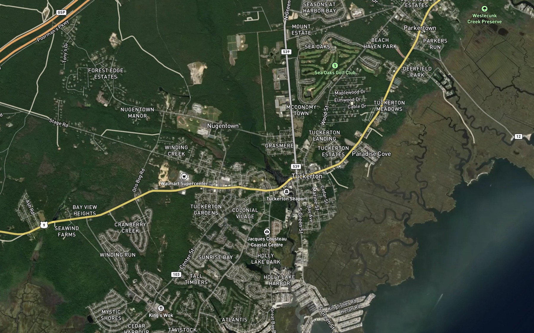 Satellite map of the Mill Branch