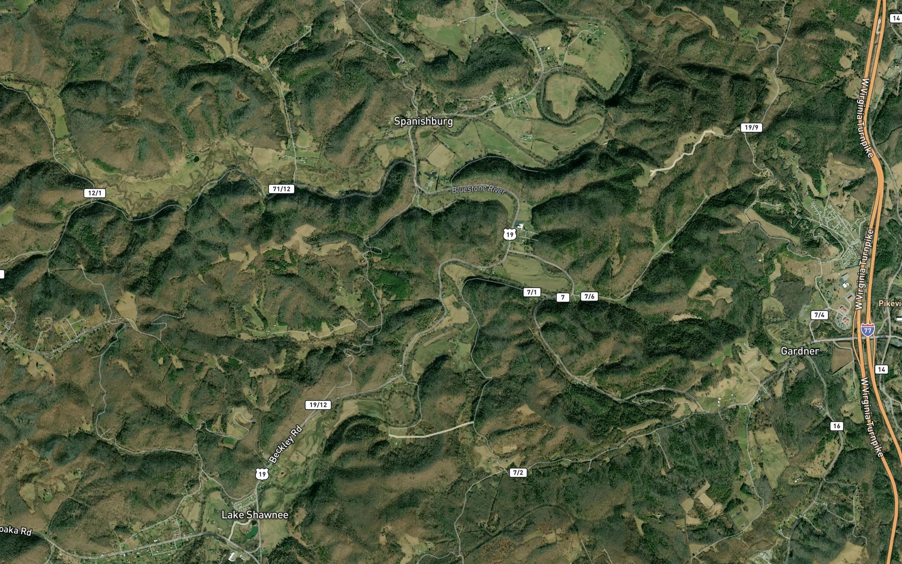 Satellite map of the Grassy Branch