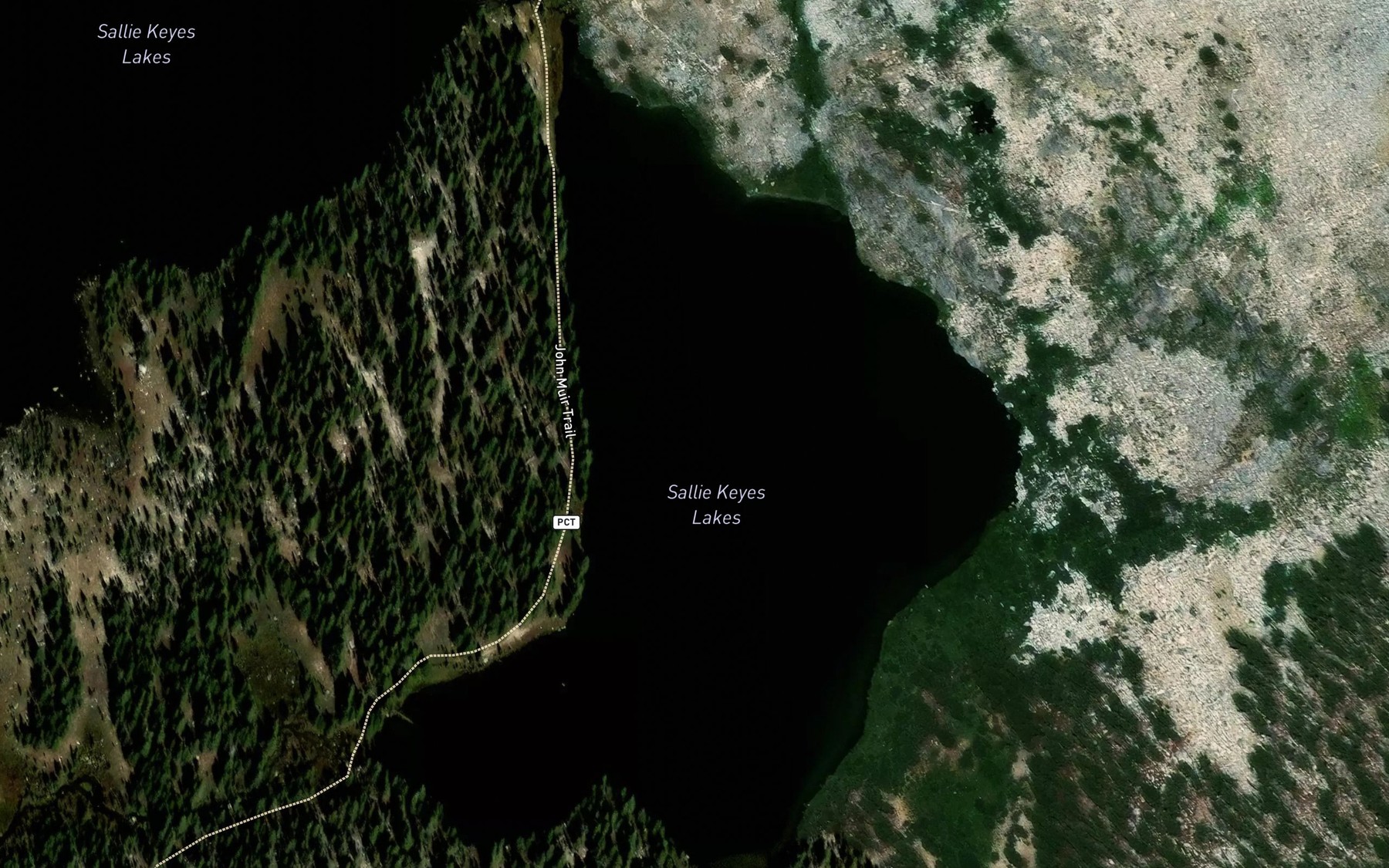 Satellite map of the Sallie Keyes Lakes