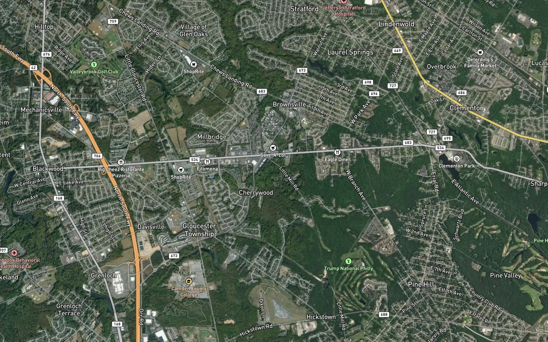 Satellite map of the Hidden Lake
