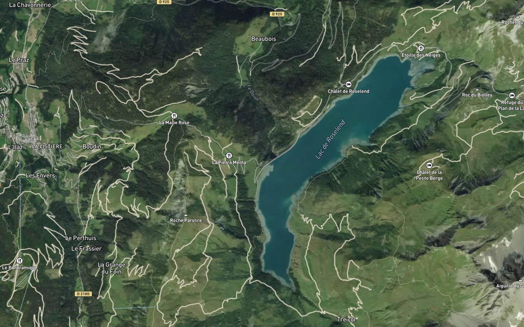Satellite map of the Torrent de Roselend