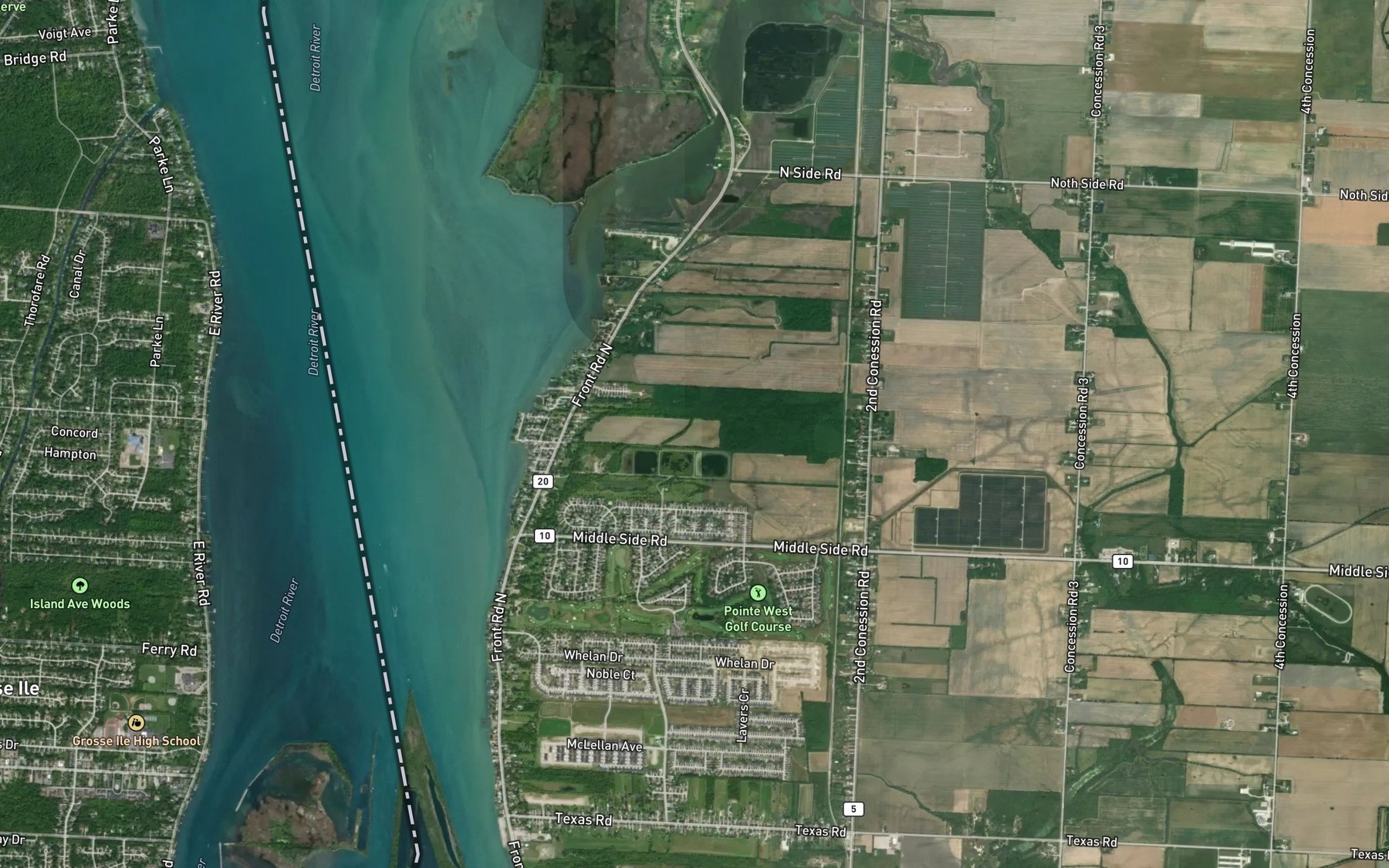 Satellite map of the Riviere aux Canards