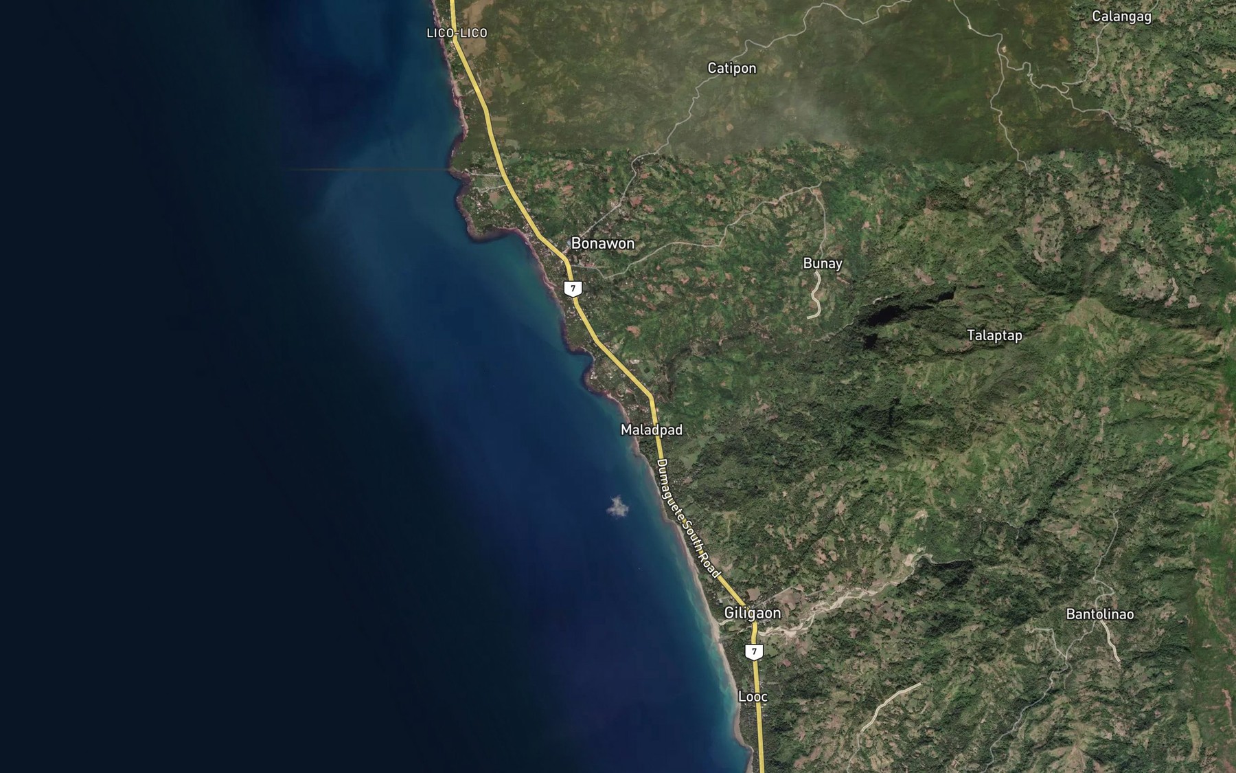 Satellite map of the Maladpad River