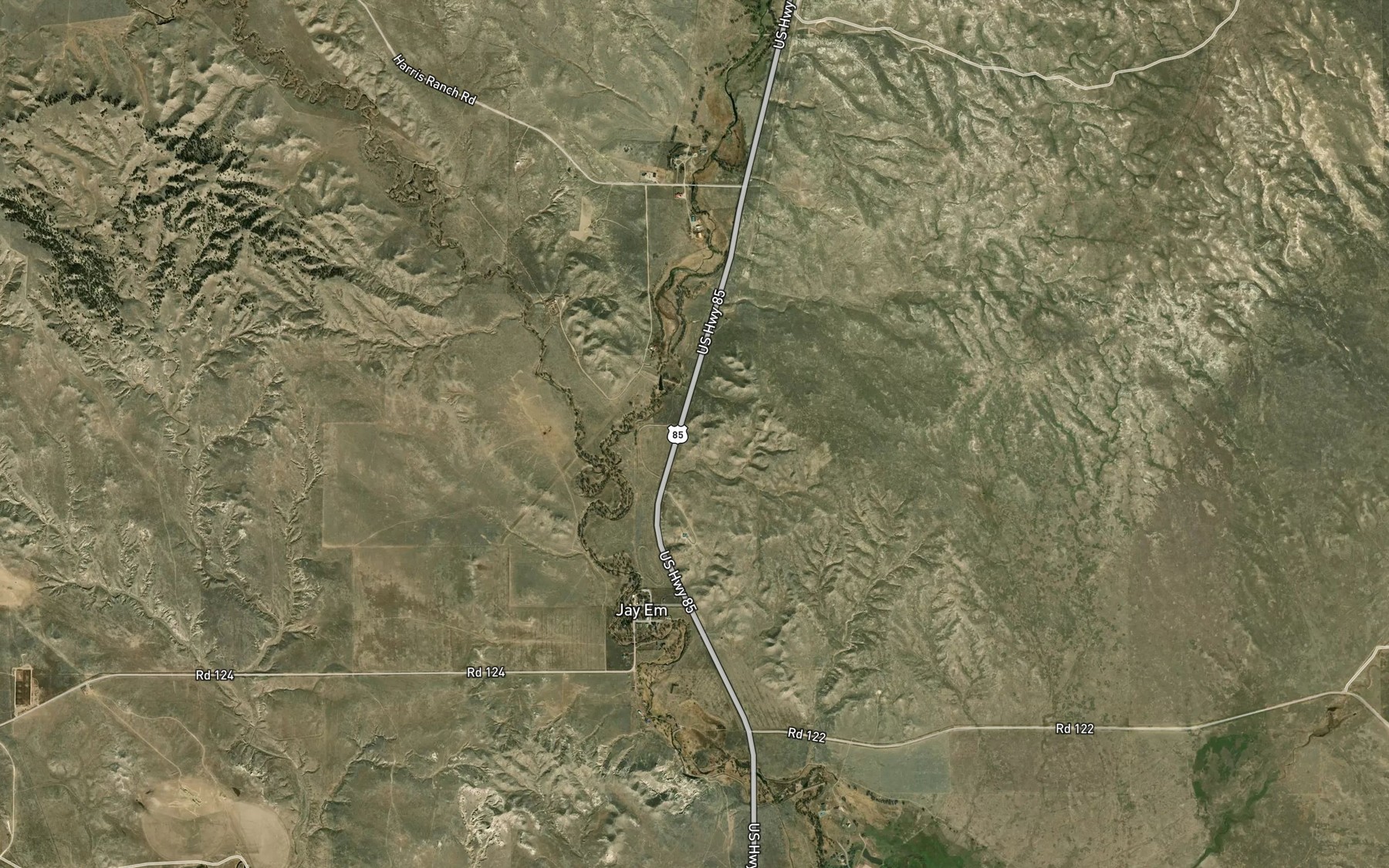Satellite map of the Harris Reservoir