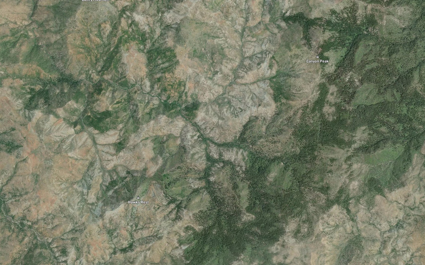 Satellite map of the Hawk Creek