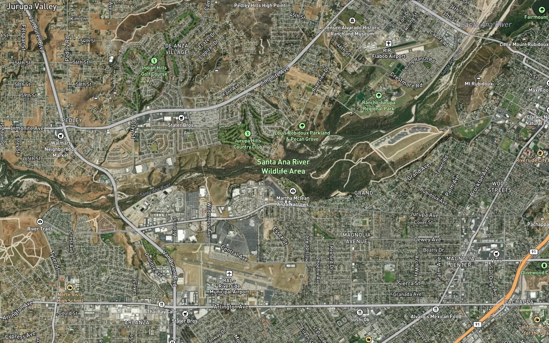 Satellite map of the Tequesquite Arroyo
