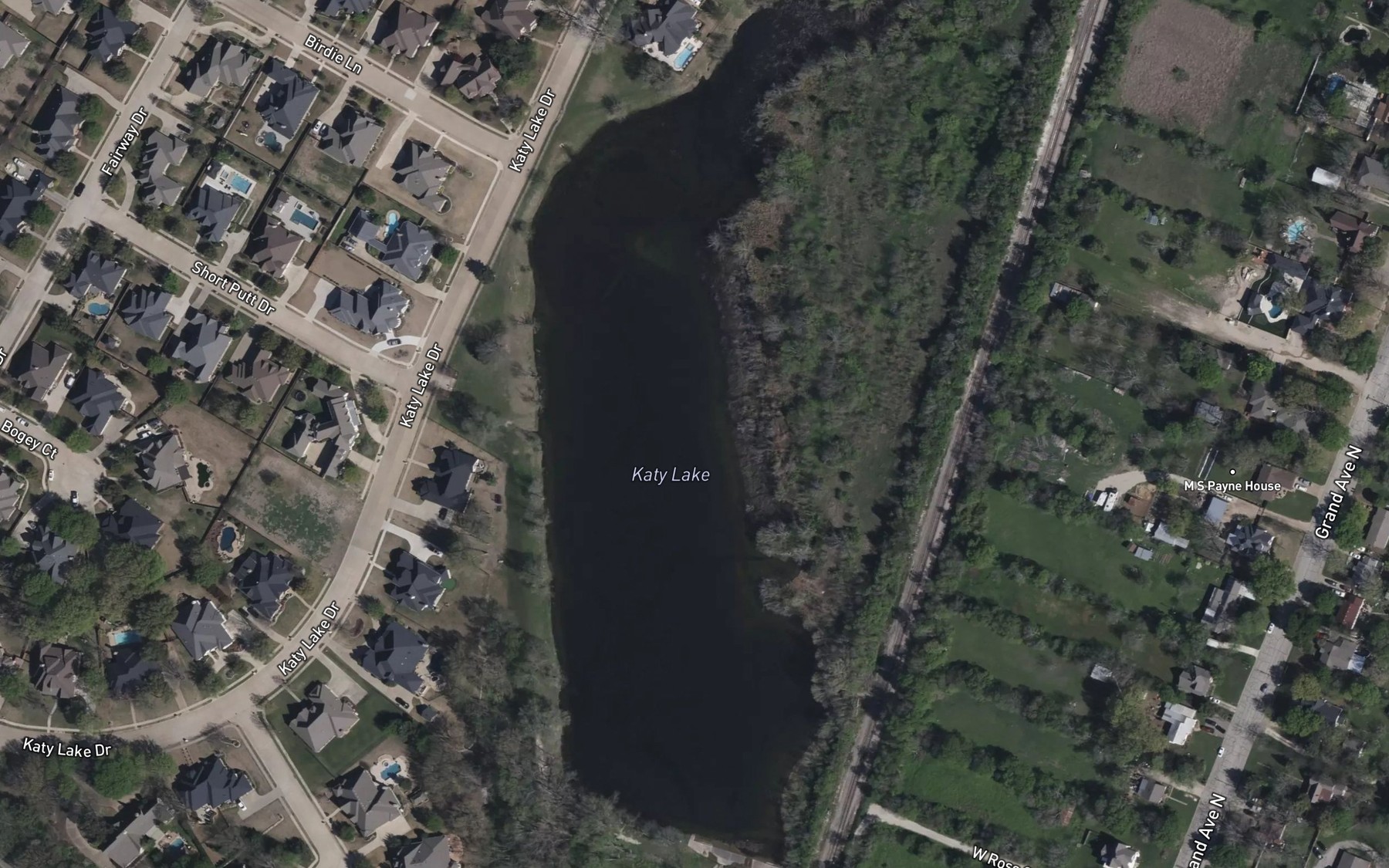 Satellite map of the Katy Lake