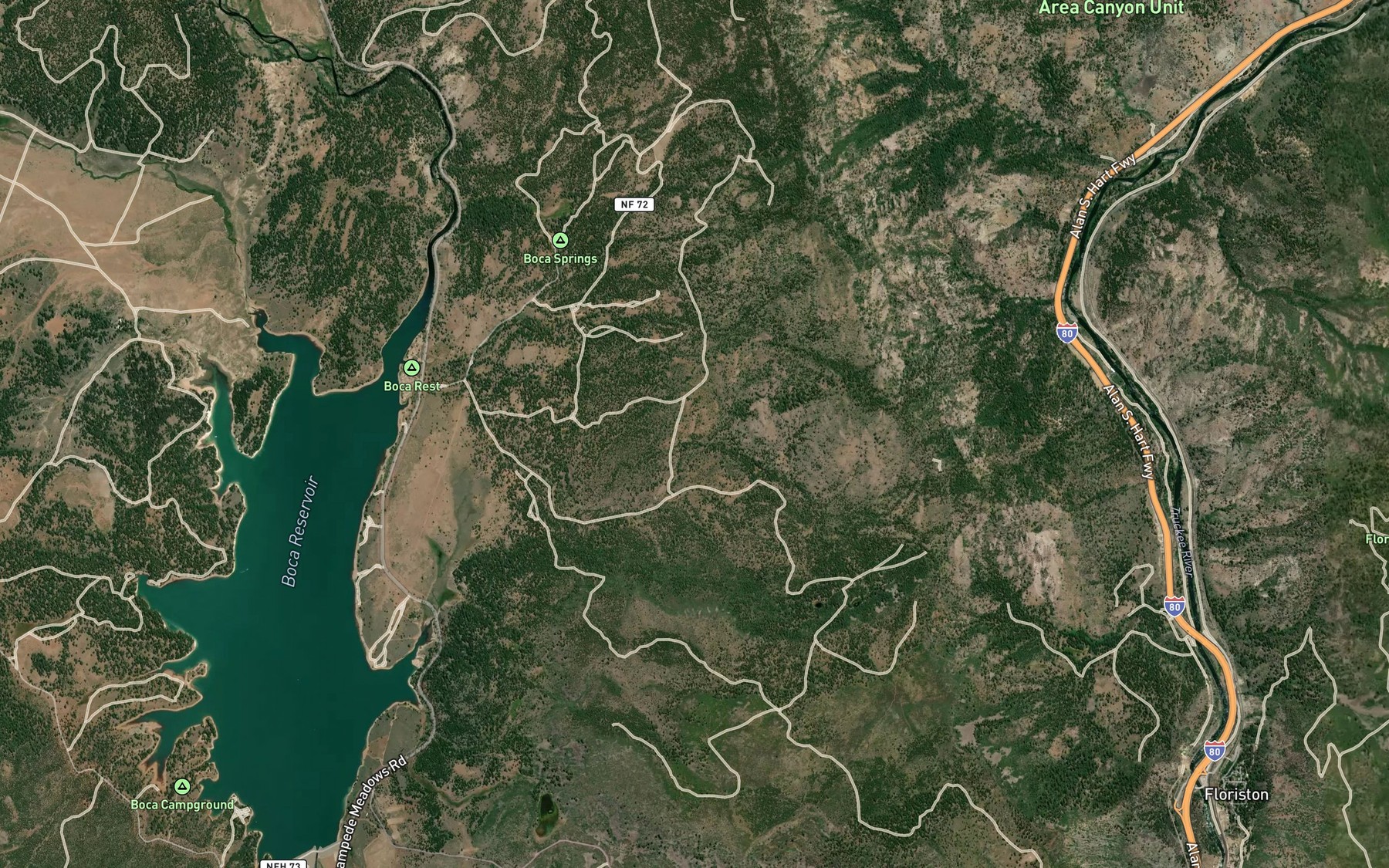 Satellite map of the East Boca Spring