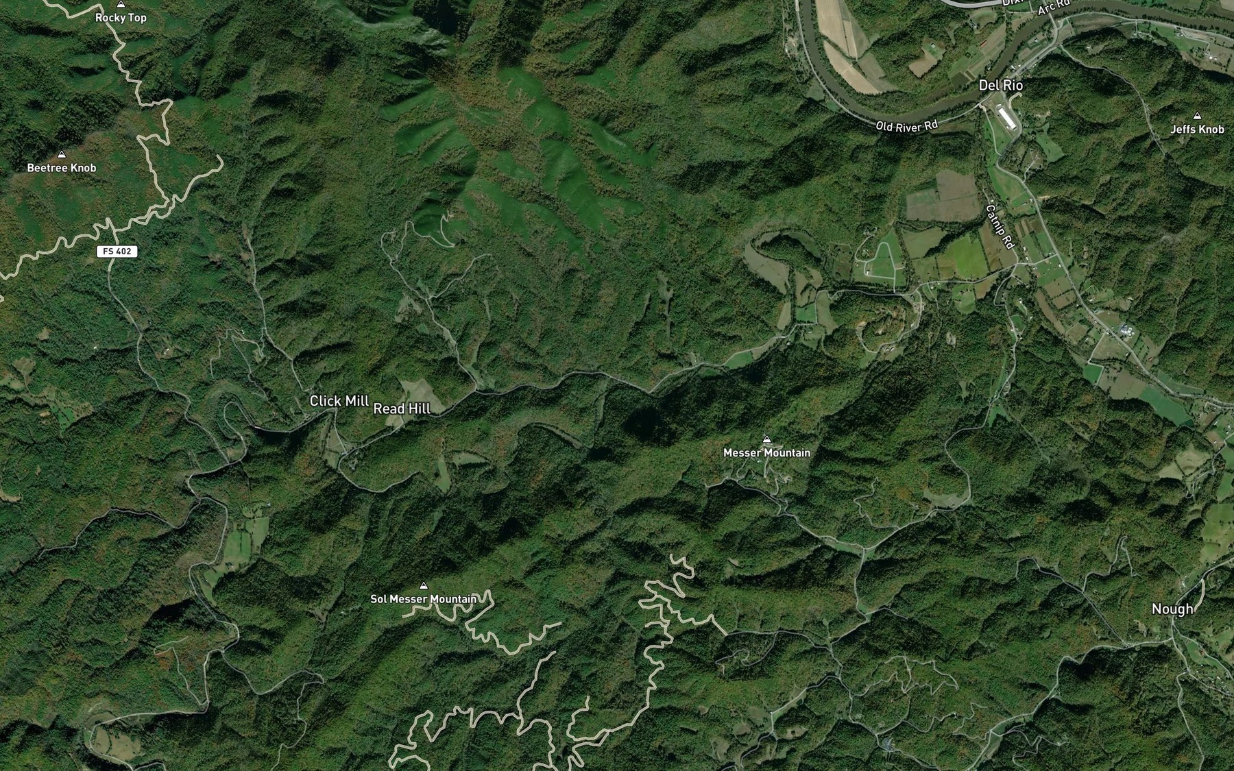 Satellite map of the Flat Branch
