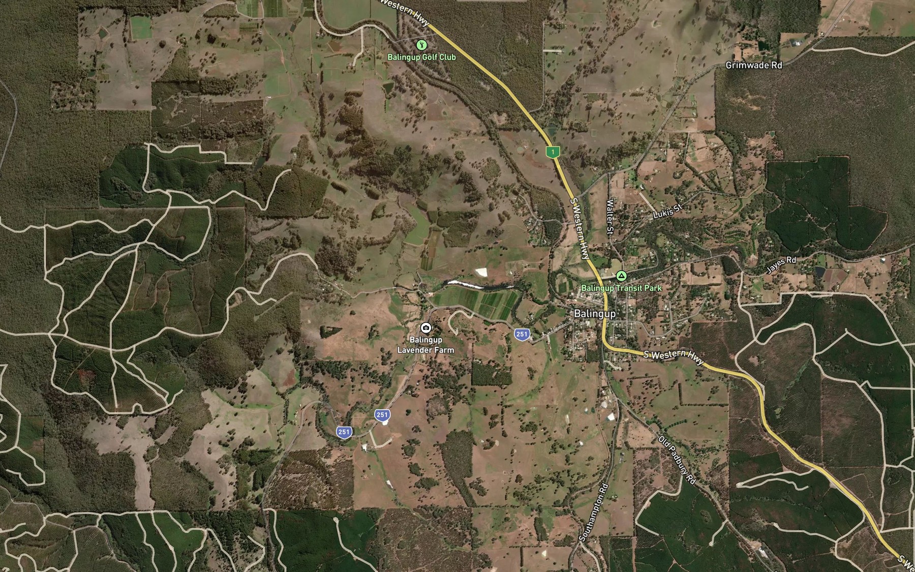 Satellite map of the Balingup Brook