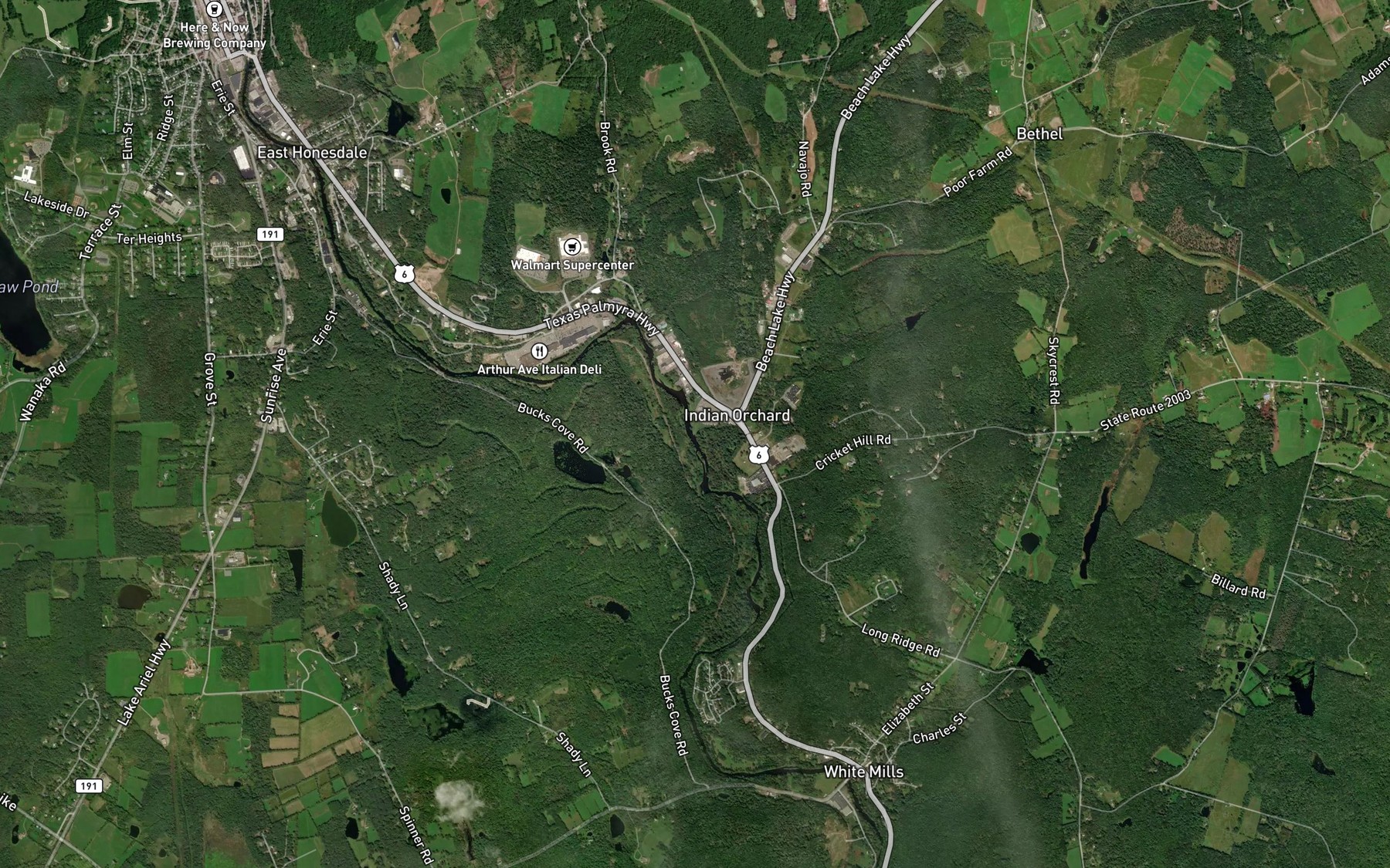 Satellite map of the Indian Orchard Brook