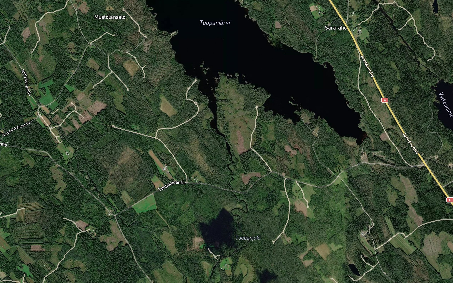 Satellite map of the Tuopantammi