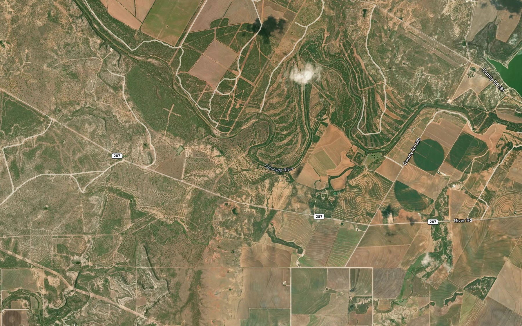Satellite map of the Red Bank Creek