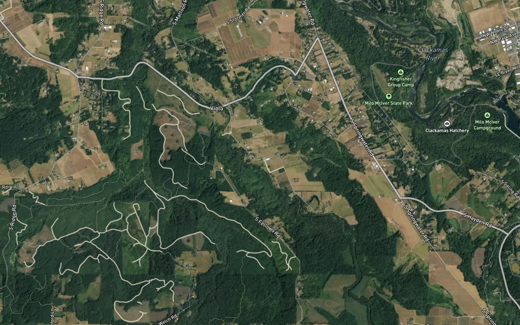 Satellite map of the Tennys Creek