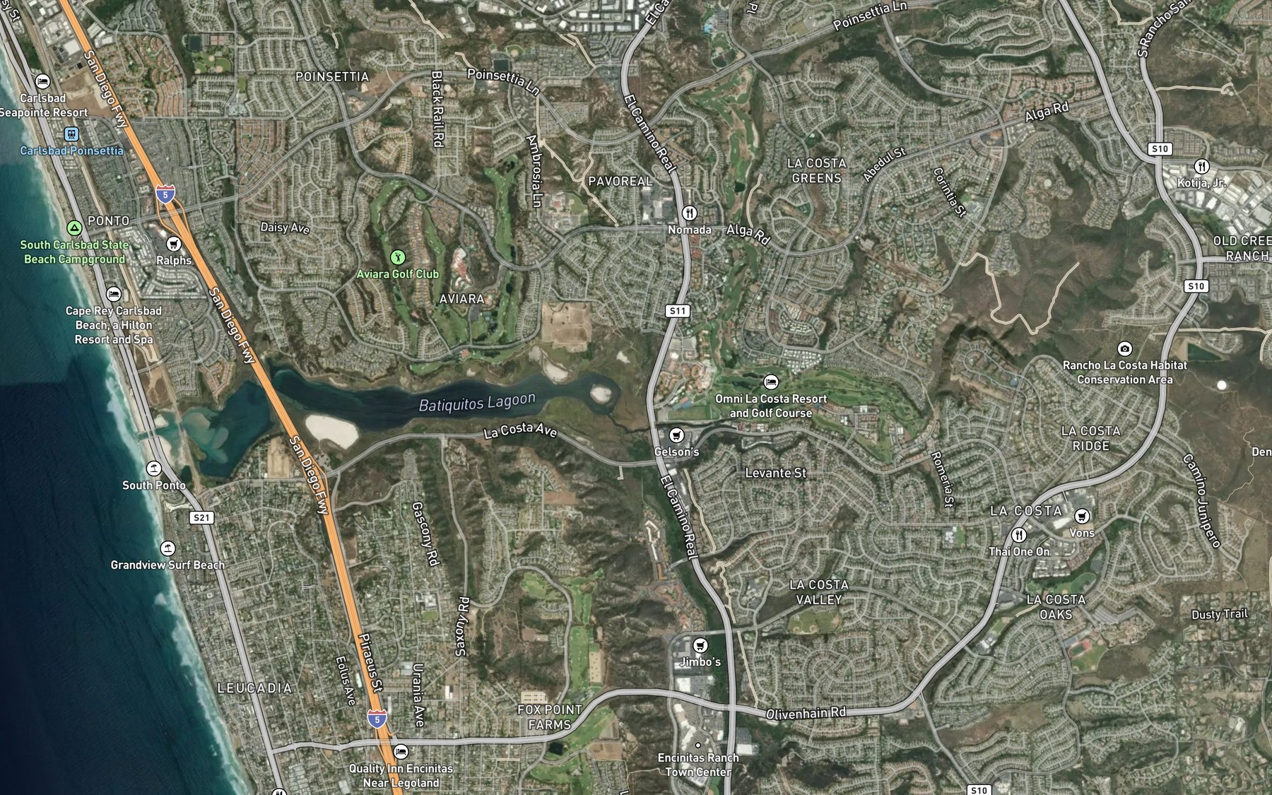Satellite map of the San Marcos Creek