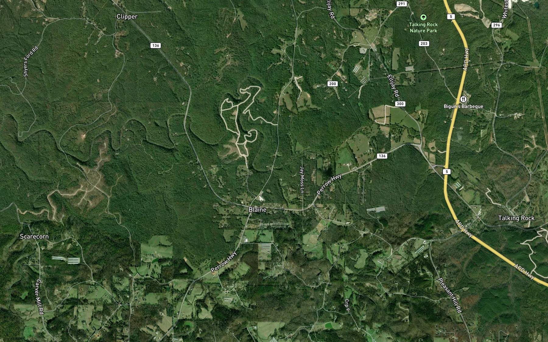 Satellite map of the Mud Creek