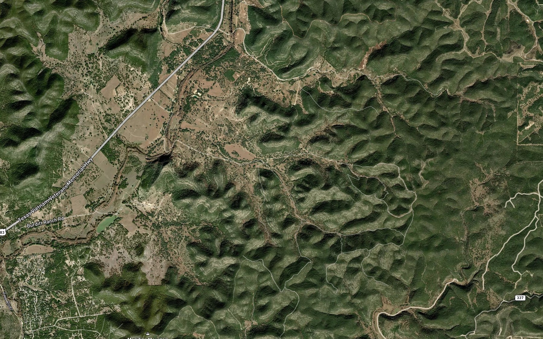 Satellite map of the Tracy Creek