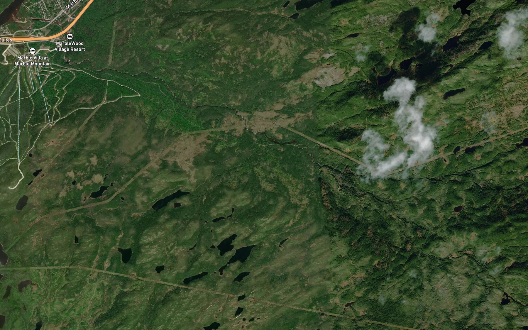 Satellite map of the East Steady Brook