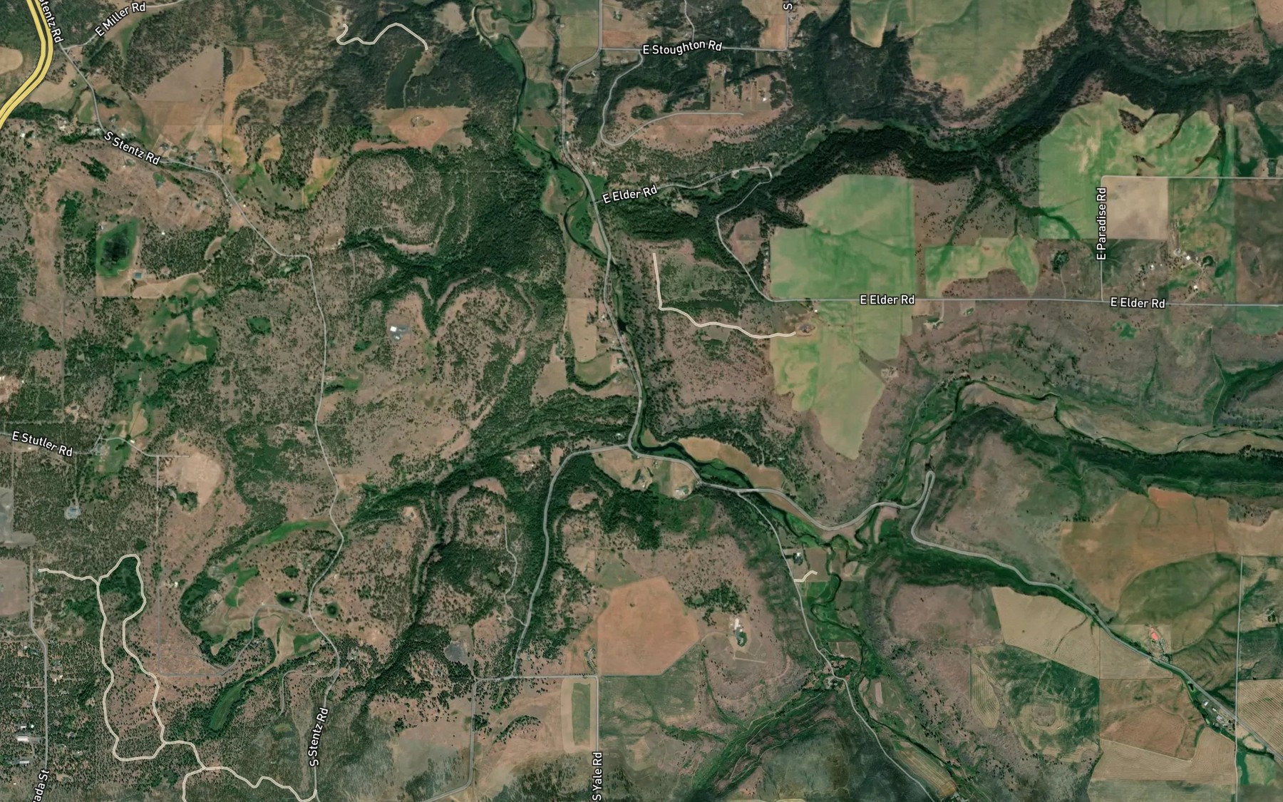 Satellite map of the Spangle Creek