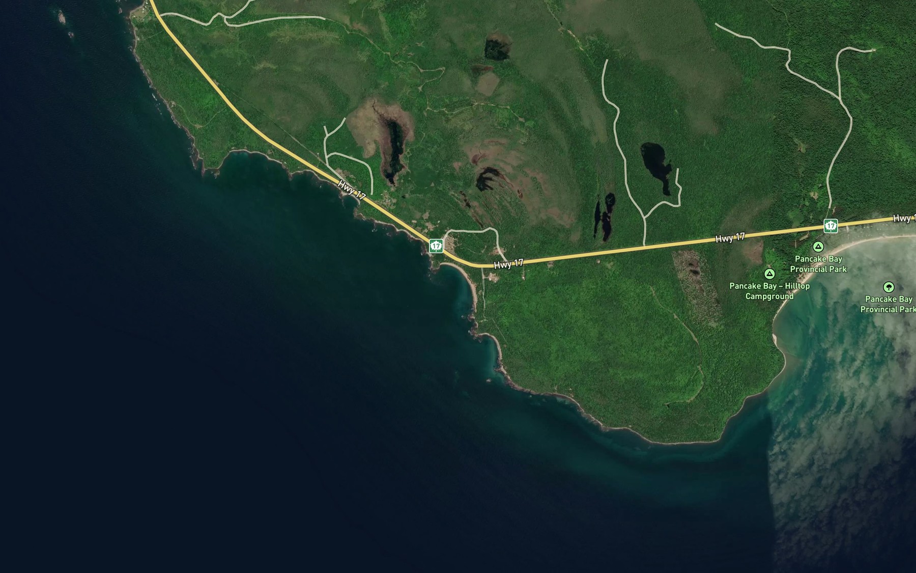 Satellite map of the Sawpit Bay
