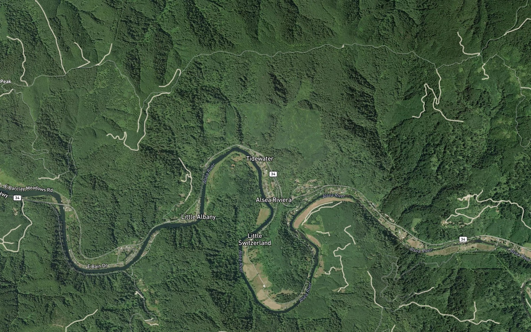 Satellite map of the Mill Creek