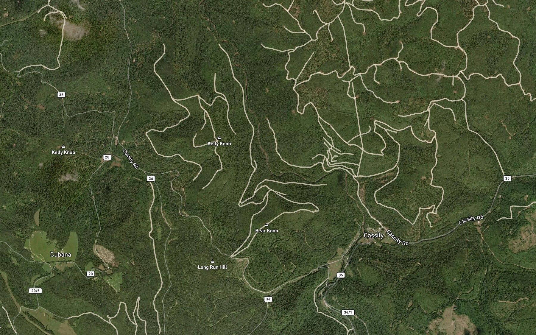 Satellite map of the Lost Run