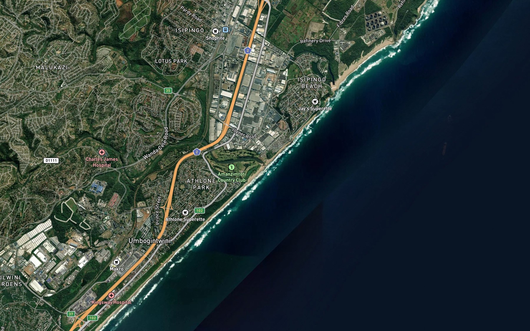 Satellite map of the Umbogintwine River