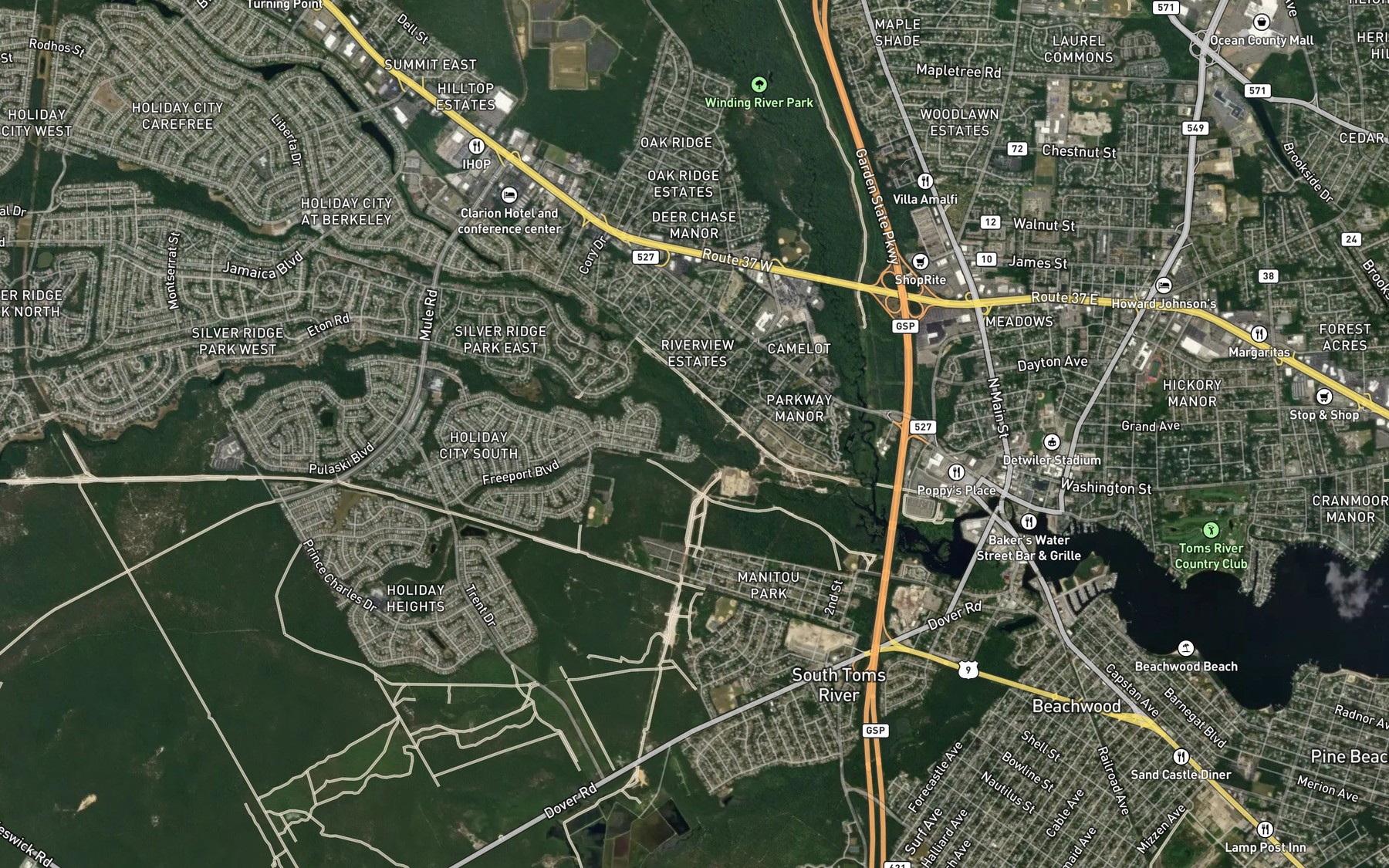 Satellite map of the Davenport Branch