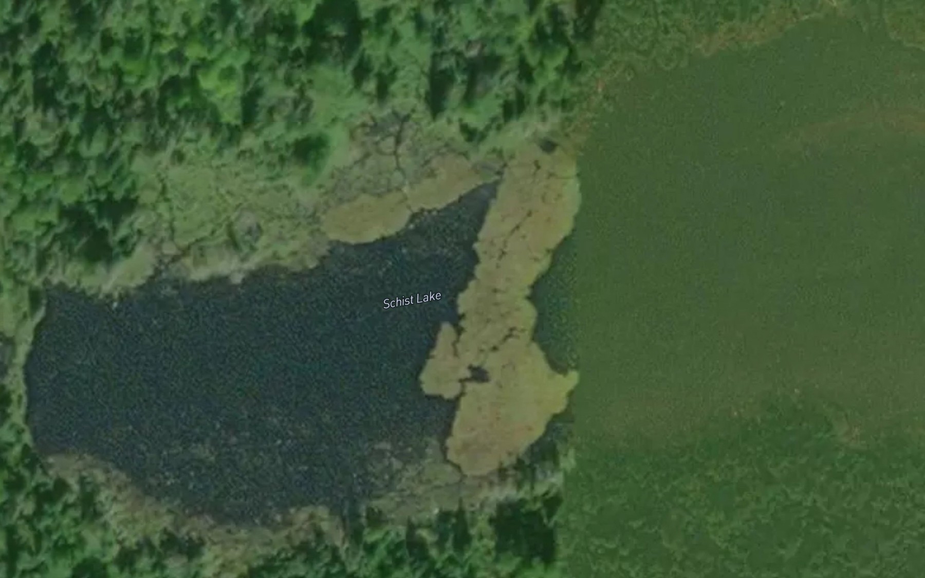 Satellite map of the Schist Lake