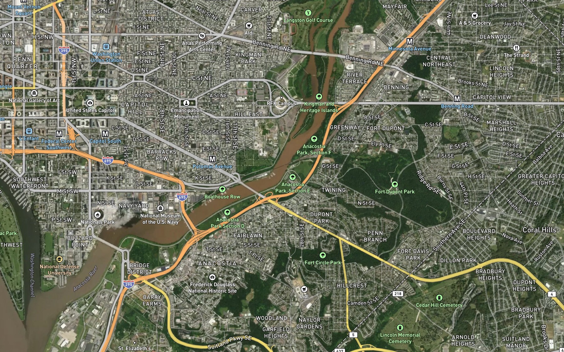 Satellite map of the Pope Branch
