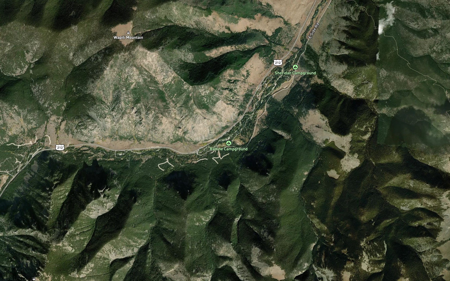 Satellite map of the Ratine Creek