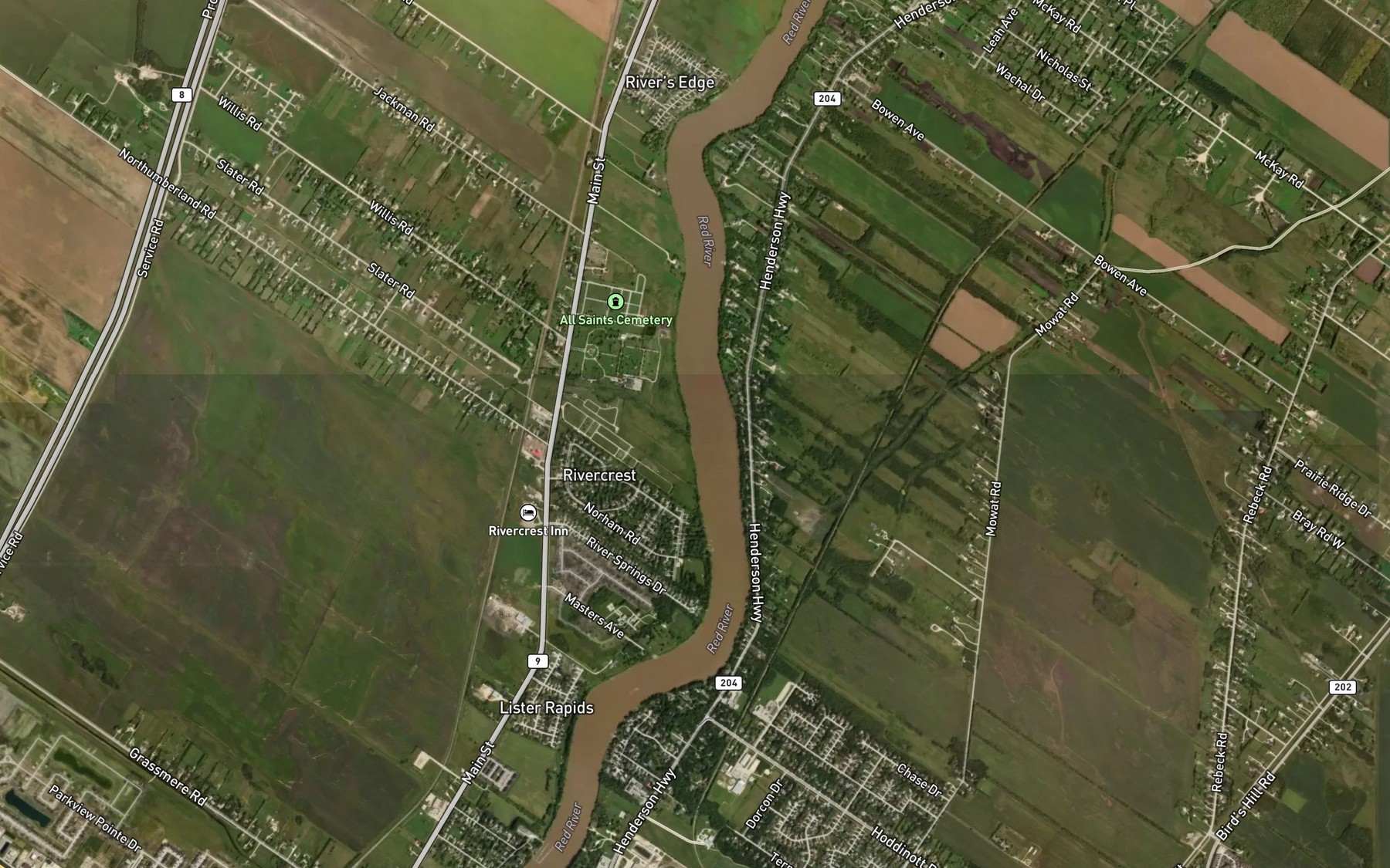 Satellite map of the Northumberland Drain