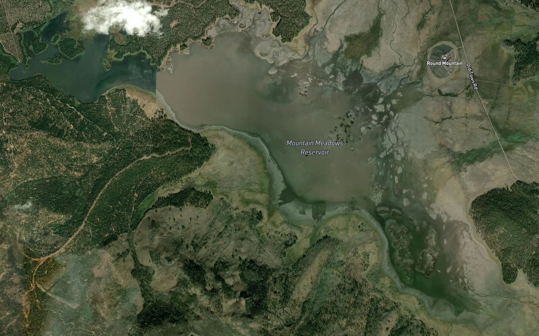 Satellite map of the Mountain Meadows Reservoir