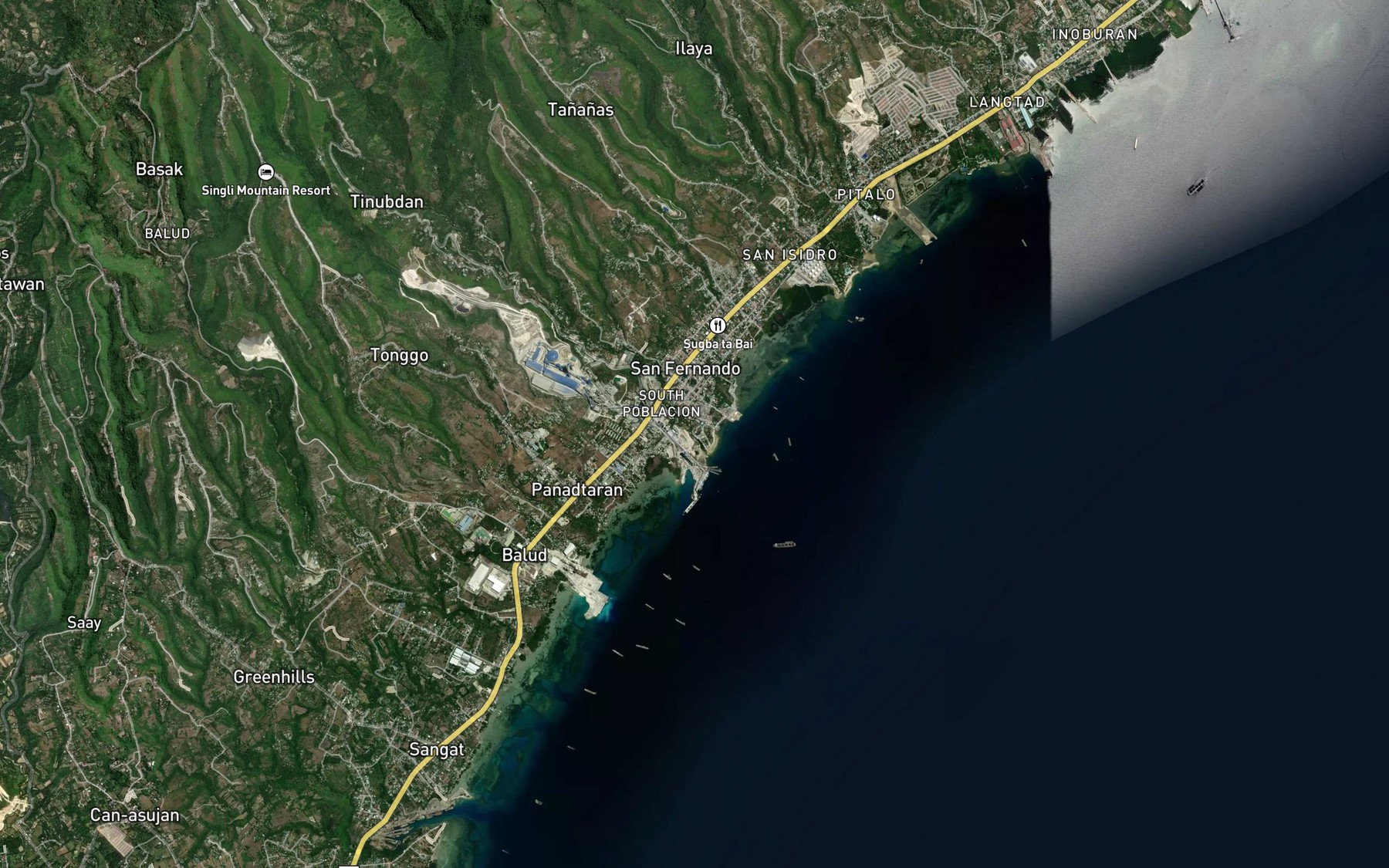 Satellite map of the Sabang River