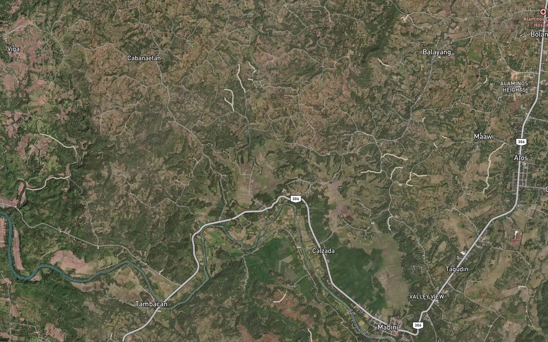 Satellite map of the Baracbac River