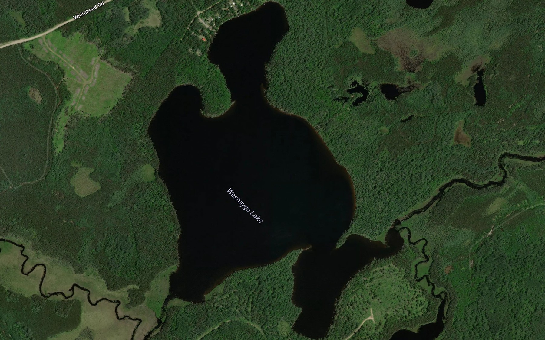 Satellite map of the Weshaygo Lake