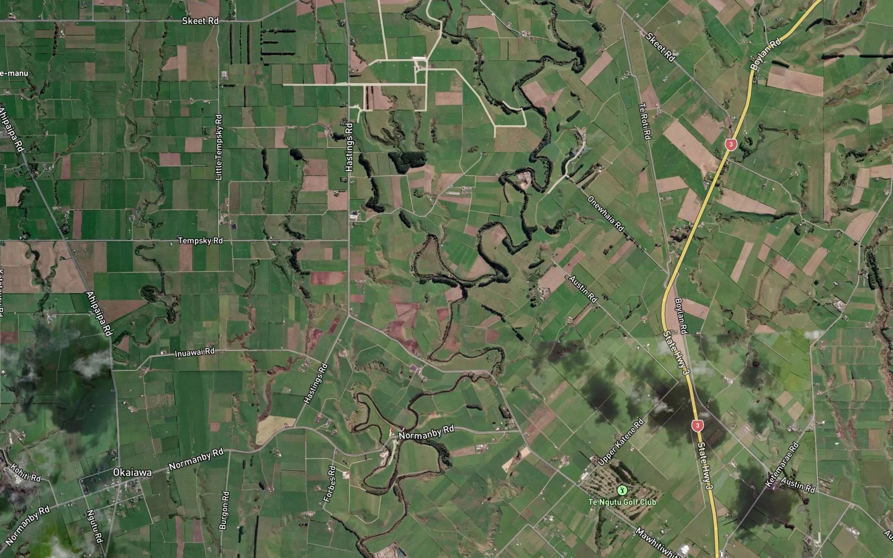 Satellite map of the Waingongoro River