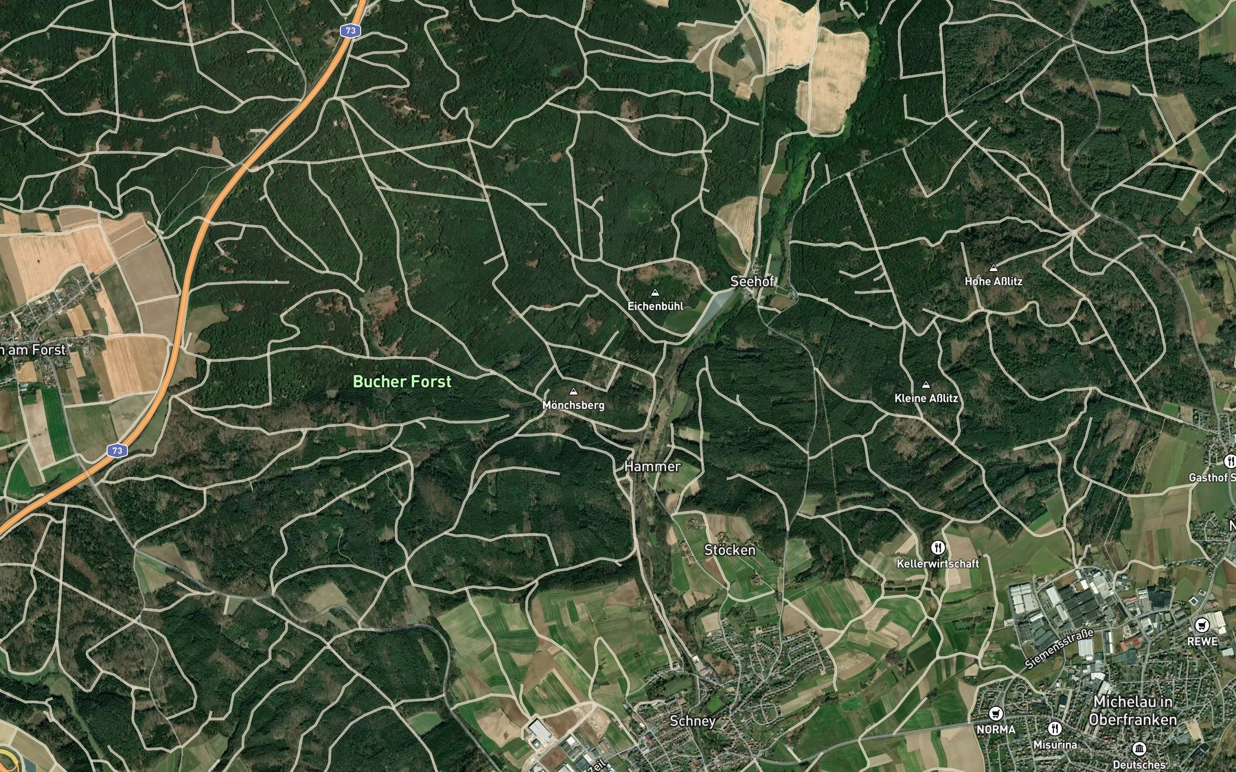Satellite map of the Seichtbach