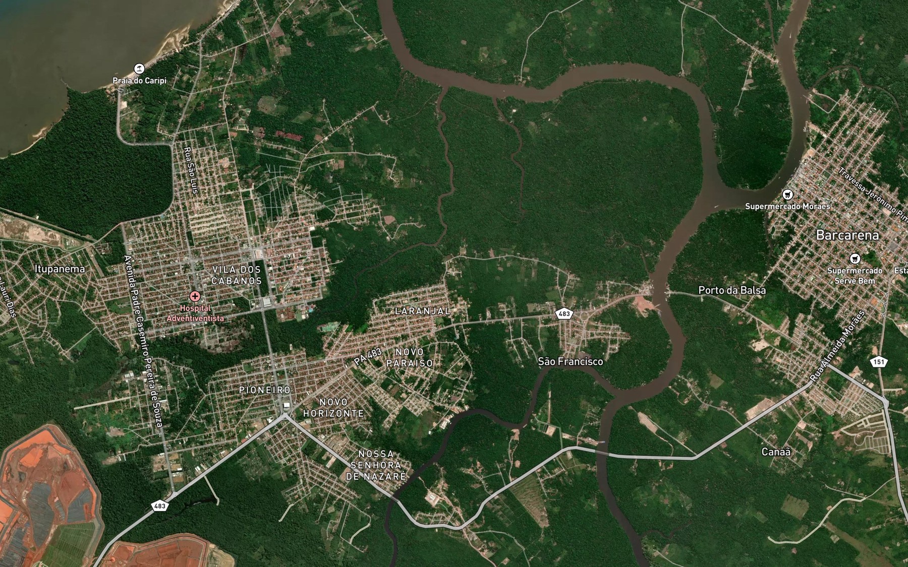 Satellite map of the Rio Itaporamba