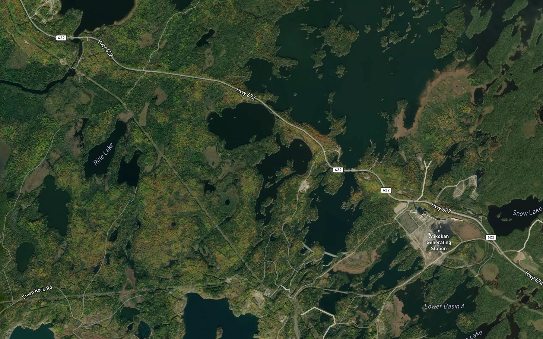 Satellite map of the South Twin Lake
