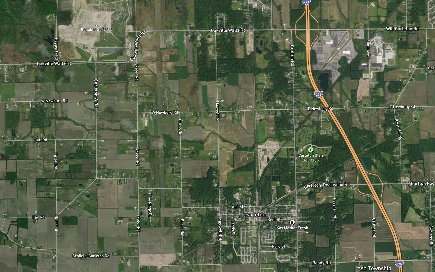 Satellite map of the Streit Drain