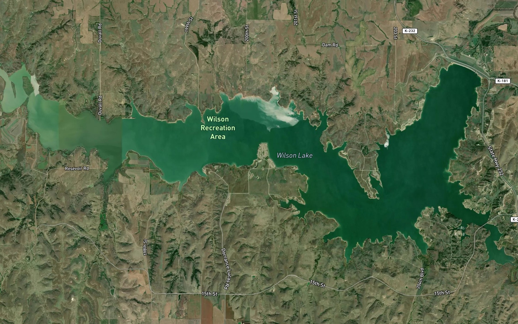 Satellite map of the Wilson Lake