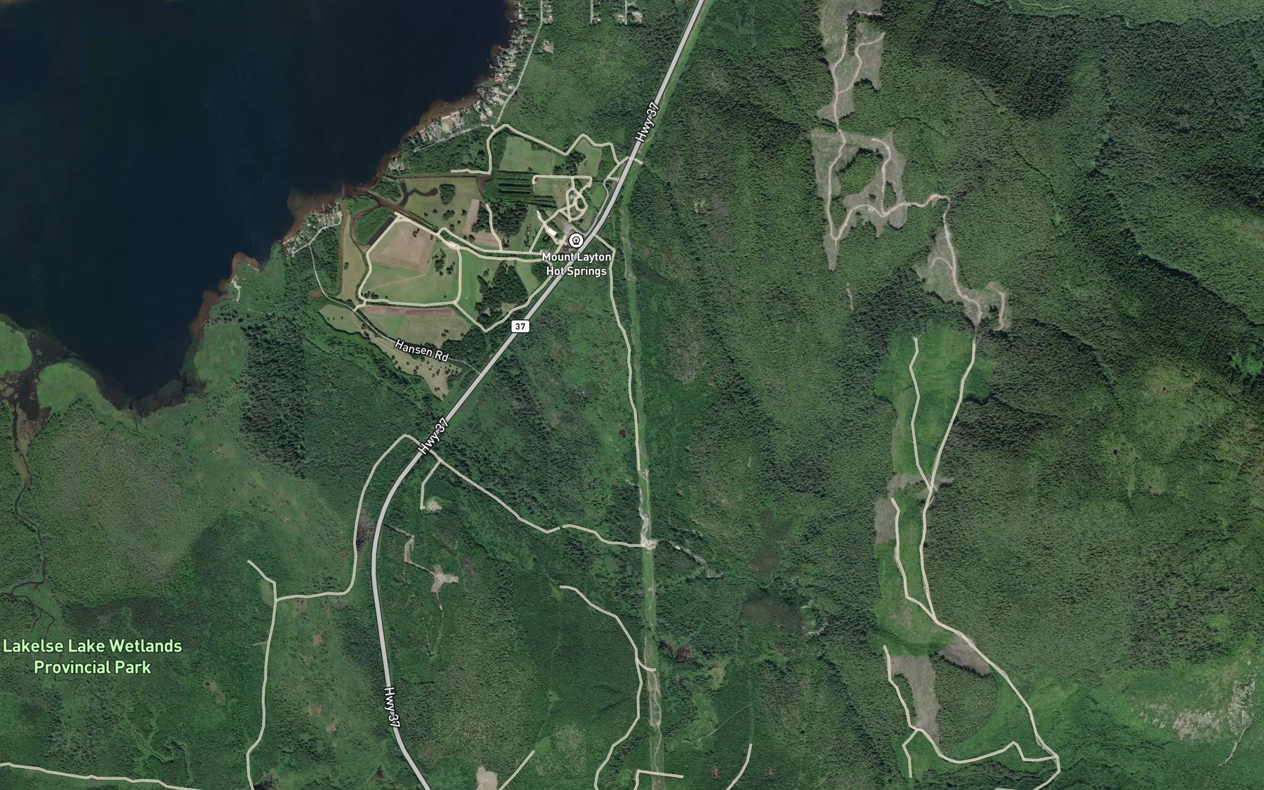 Satellite map of the Lakelse Hot Springs