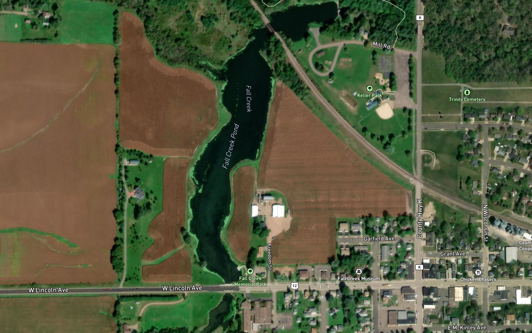 Satellite map of the Fall Creek Pond